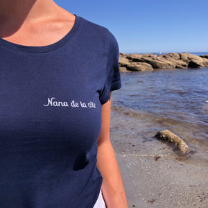 Tee-shirt bleu marine - Paillette Argent